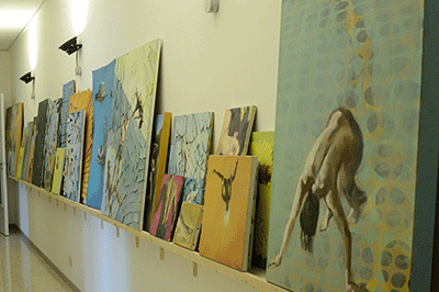 Paintings on display in Nicholas Stedman's Studio